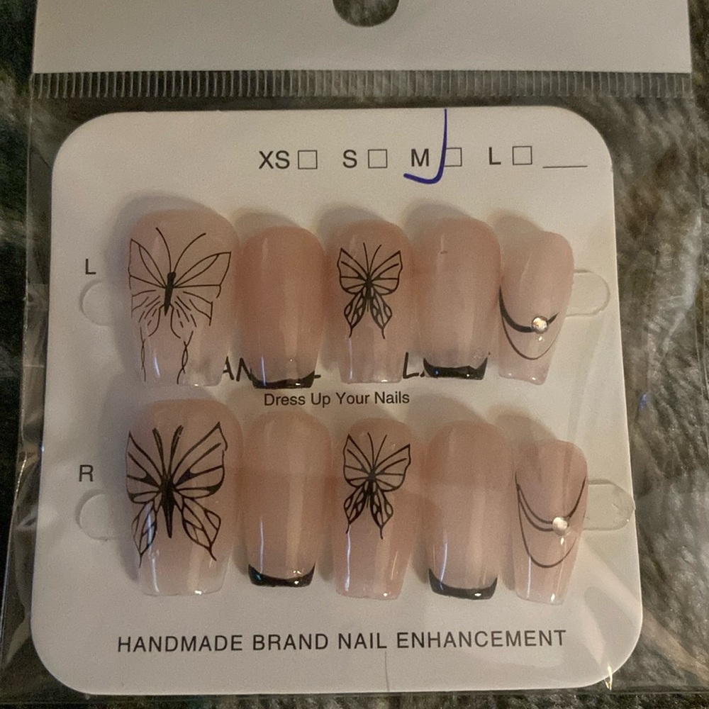 Pink Butterfly Press On Nails